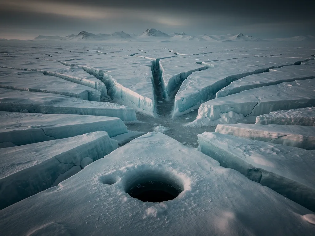 Cracked glacial ice texture